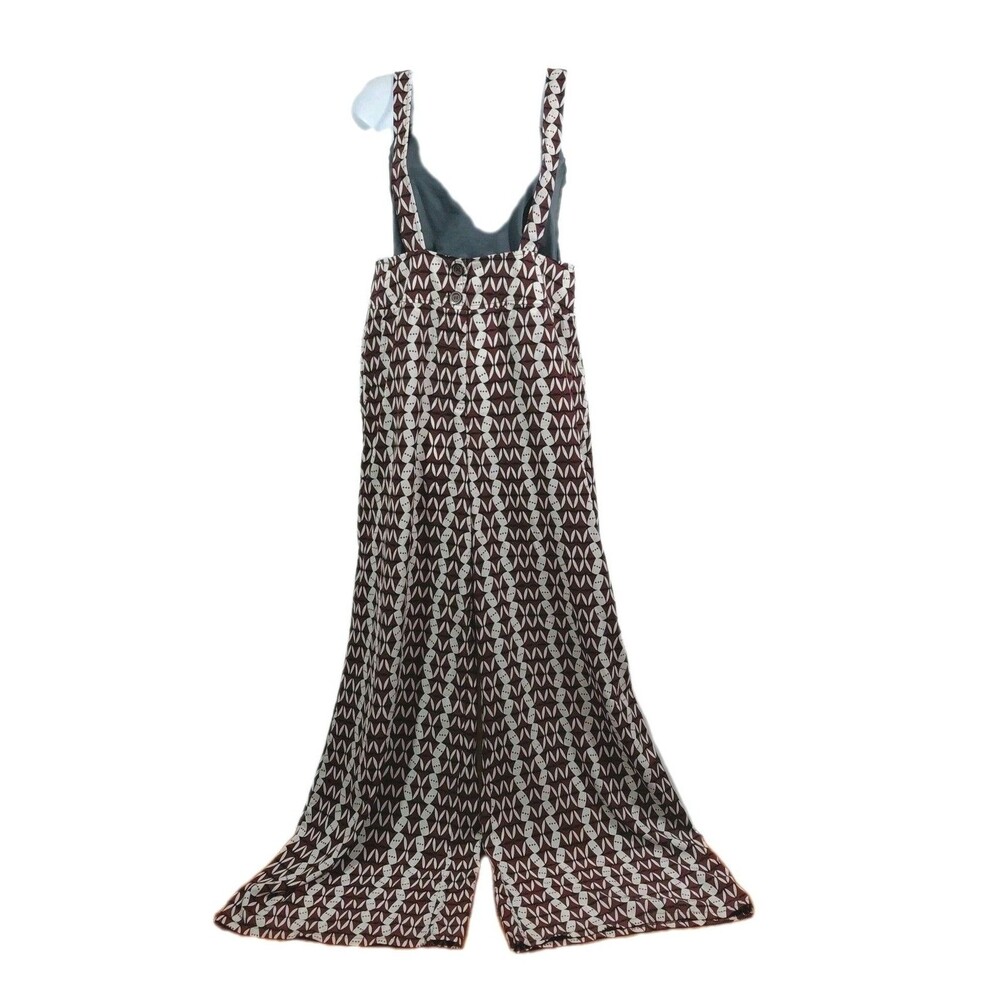 Gimmicks Women's Wide Leg Tribal Print Elastic Waist Adjustable Straps Pants Med